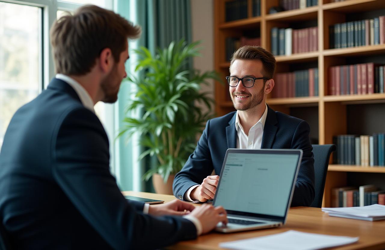 Professional lawyer conducting a secure video consultation